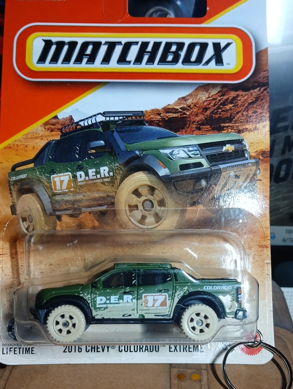 Matchbox Green Chevy Colorado Keychain